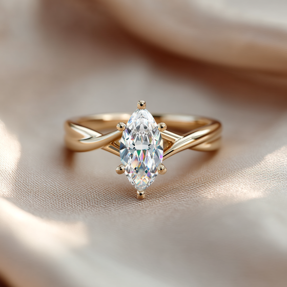 Infinity Twist Marquise Diamond Engagement Ring