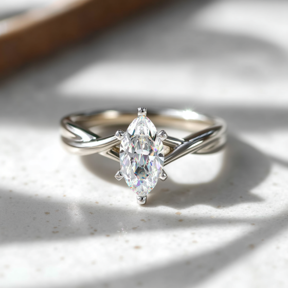 Infinity Twist Marquise Diamond Engagement Ring