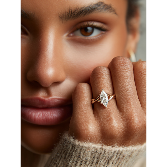 Infinity Twist Marquise Diamond Engagement Ring