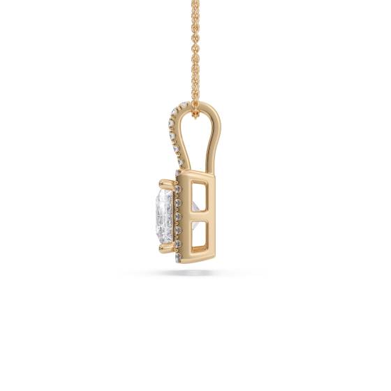 Princess Diamond Single Halo Pendant