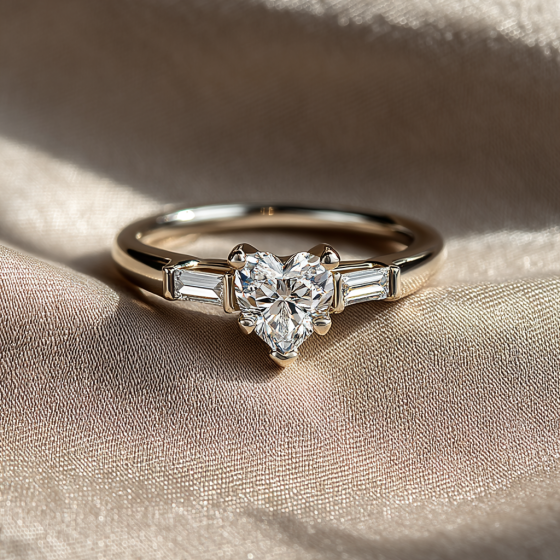 Modern Heart & Baguette Diamond Trilogy Ring