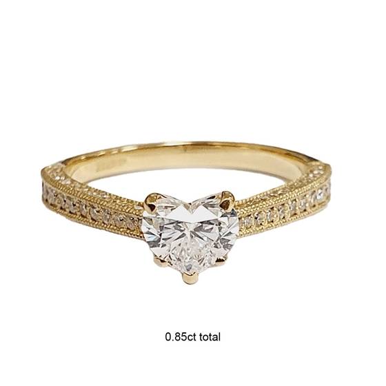 Heart and Round Diamond Vintage Ring