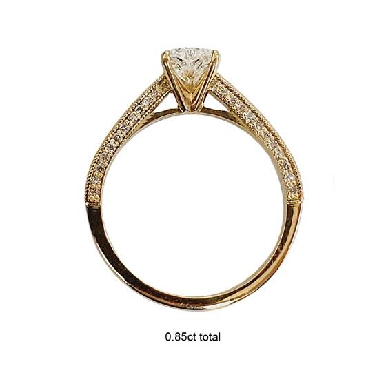 Heart and Round Diamond Vintage Ring