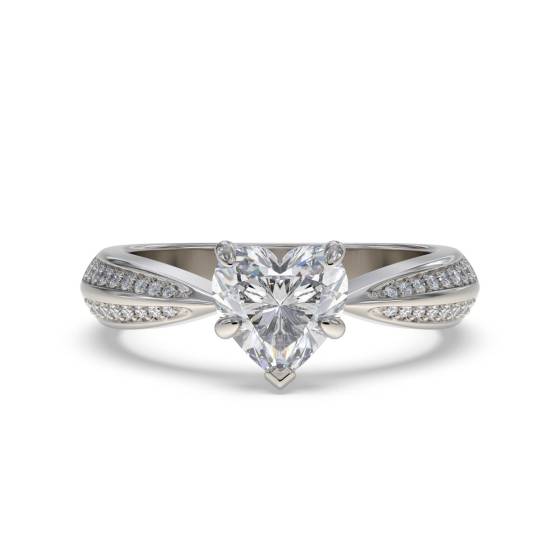 Heart and Round Diamond Engagement Ring