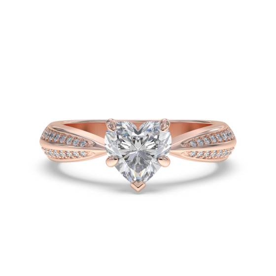 Heart and Round Diamond Engagement Ring