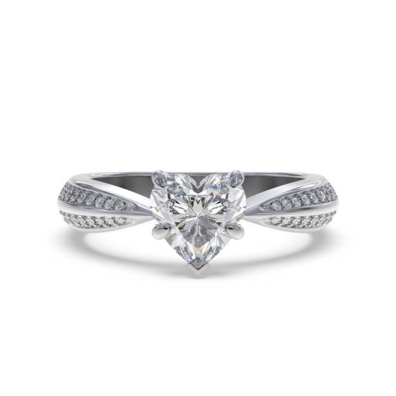 Heart and Round Diamond Engagement Ring
