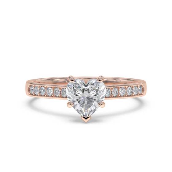 GIA Certified 1.00ct SI1/F Heart Diamond Shoulder Set Ring