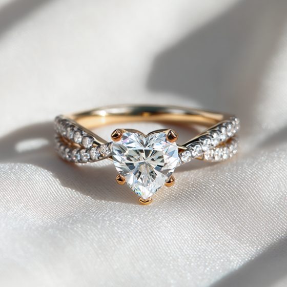 Unique Heart & Round Diamond Ring