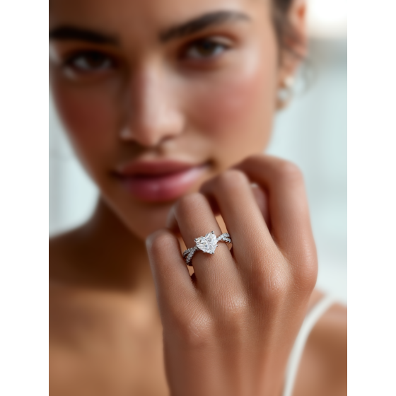 Unique Heart & Round Diamond Ring