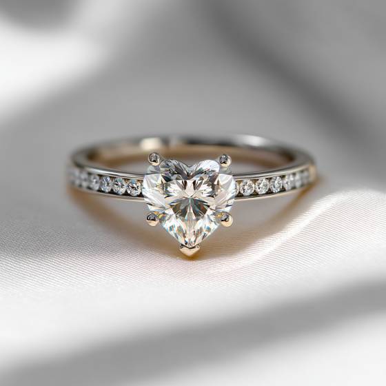 Heart Diamond Shoulder Set Ring