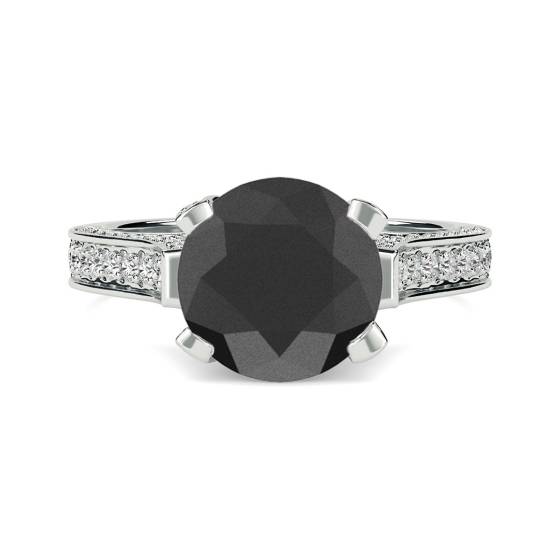 Black Diamond Shoulder Set Ring