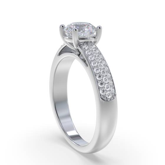 Three Row Round Diamond Vintage Ring