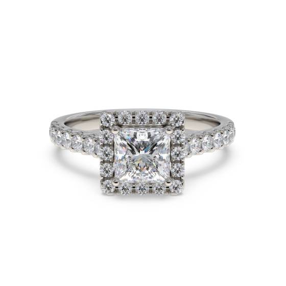 Princess Diamond Single Halo Shoulder Set Ring