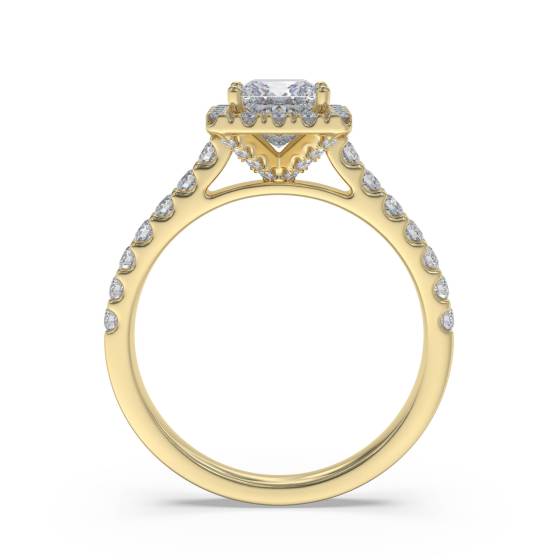 Princess Diamond Single Halo Shoulder Set Ring