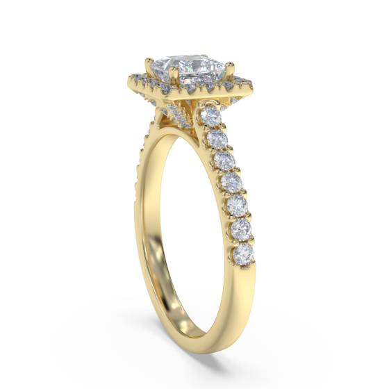 Princess Diamond Single Halo Shoulder Set Ring