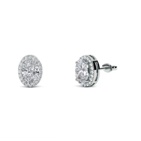 0.33ct VS/F-G Oval Natural Diamond Halo Earrings