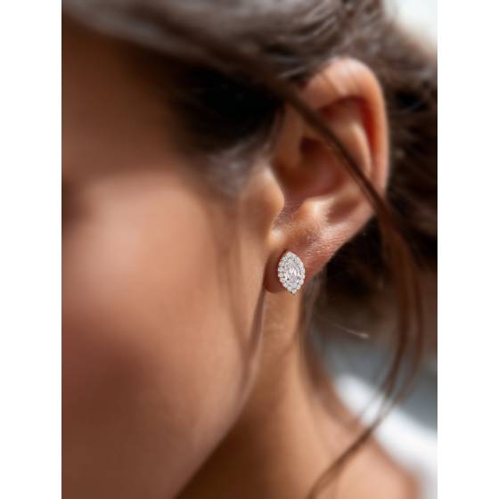 Marquise Diamond Single Halo Earrings