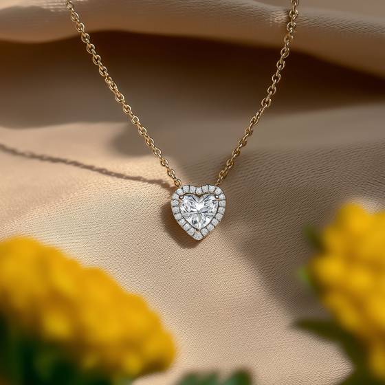 Heart Shaped Diamond Halo Pendant