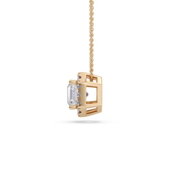Asscher Shaped Diamond Single Halo Pendant