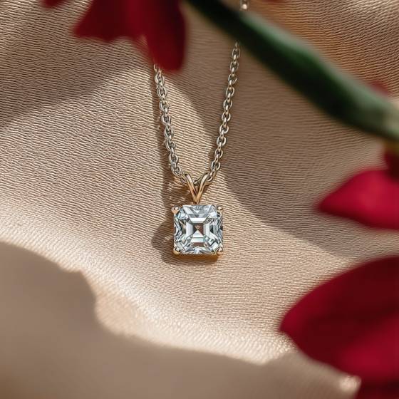 Modern Asscher Diamond Solitaire Pendant