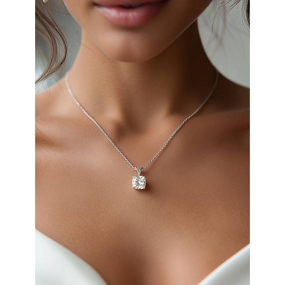 Modern Asscher Diamond Solitaire Pendant