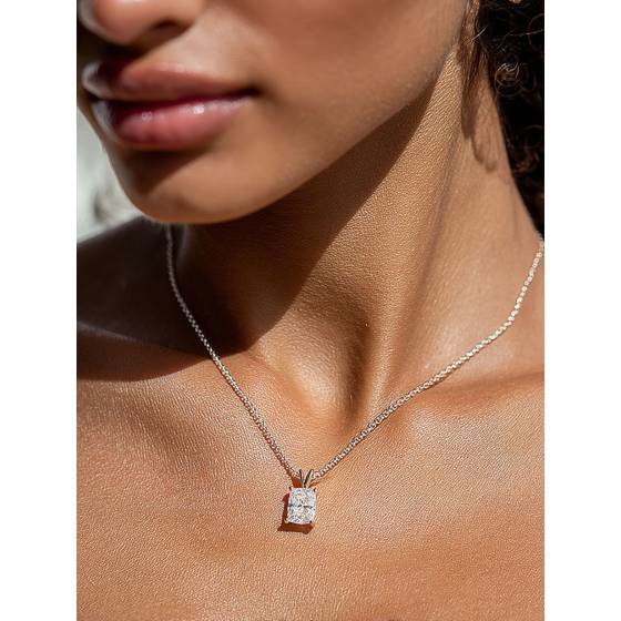 Modern Radiant Diamond Solitaire Pendant