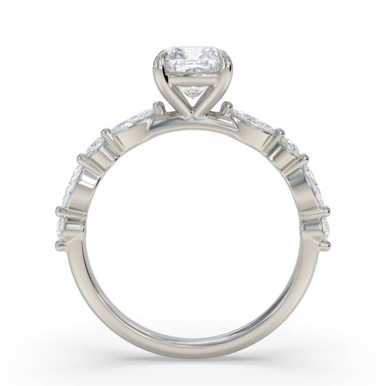Cushion Diamond Shoulder Set Ring