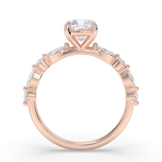 Cushion Diamond Shoulder Set Ring