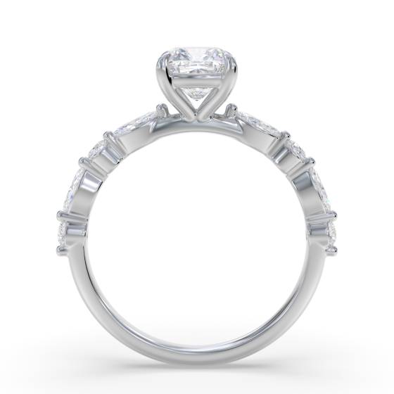 Cushion Diamond Shoulder Set Ring
