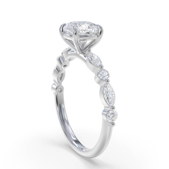 Cushion Diamond Shoulder Set Ring