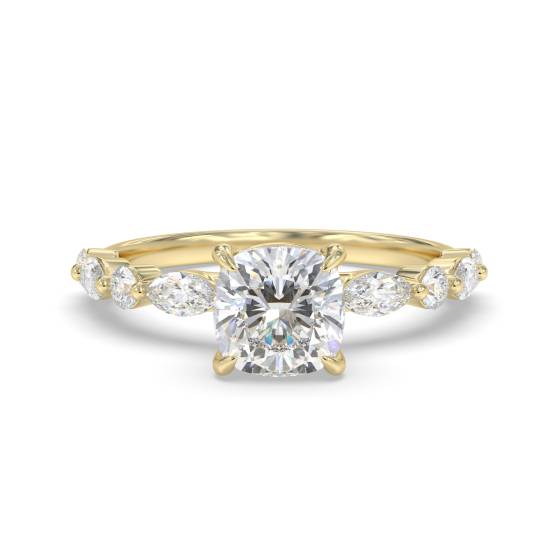 Cushion Diamond Shoulder Set Ring