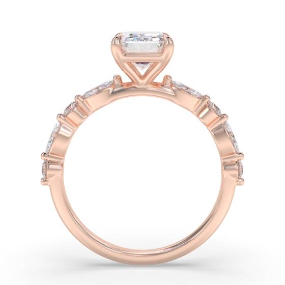 Emerald Diamond Shoulder Set Ring