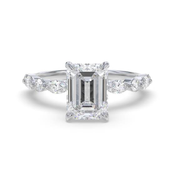 Emerald Diamond Shoulder Set Ring