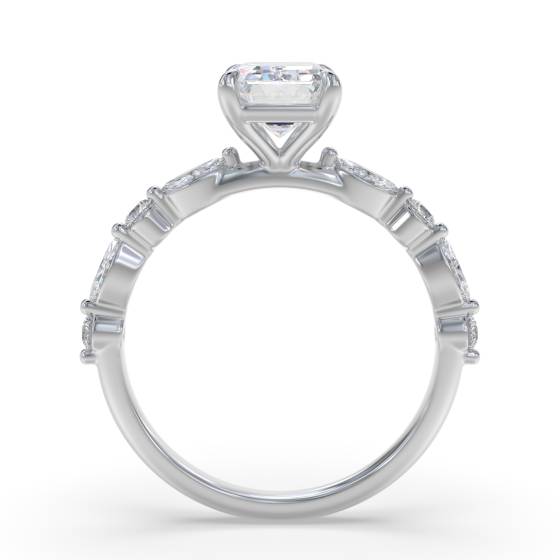 Emerald Diamond Shoulder Set Ring