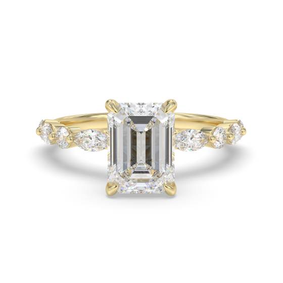 Emerald Diamond Shoulder Set Ring