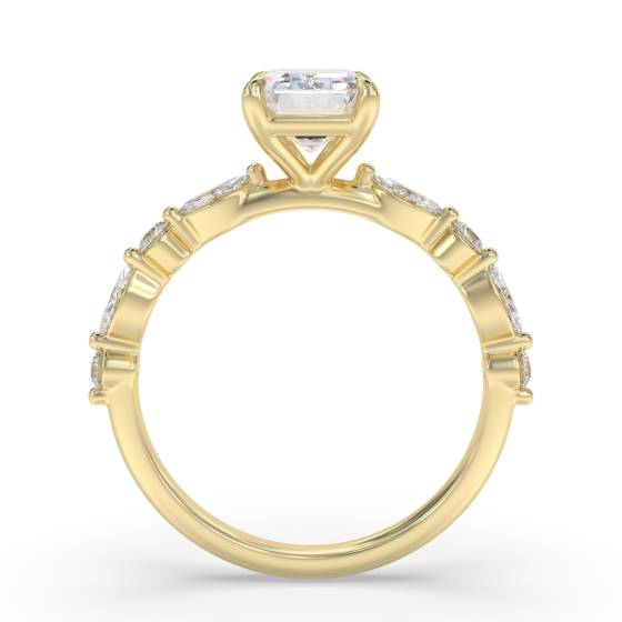 Emerald Diamond Shoulder Set Ring