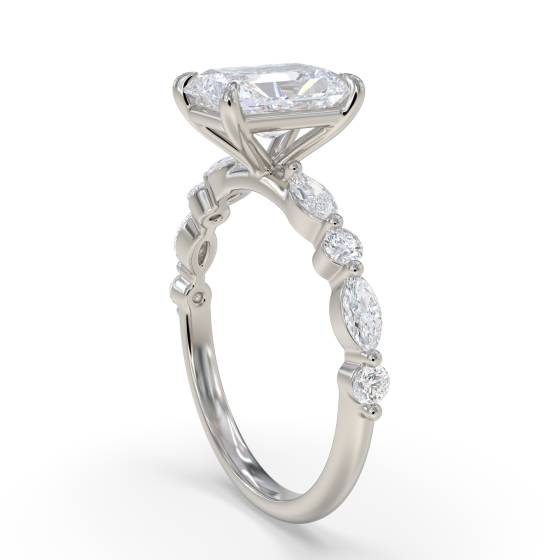 Radiant Diamond Shoulder Set Ring