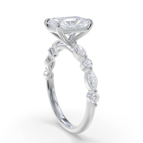 Radiant Diamond Shoulder Set Ring
