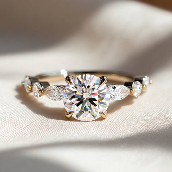 Round Diamond Shoulder Set Ring