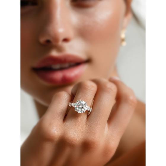 Round Diamond Shoulder Set Ring
