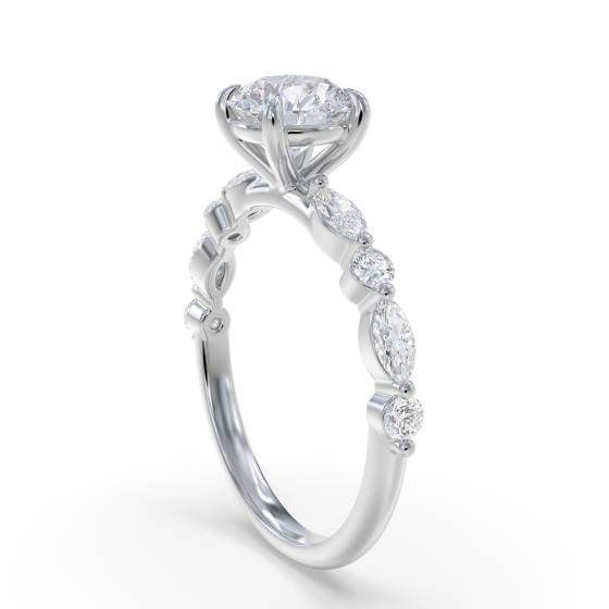 Round Diamond Shoulder Set Ring