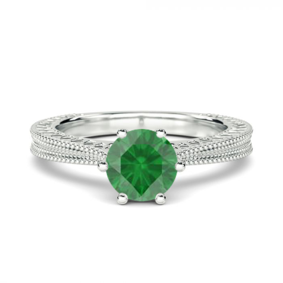 Vintage Emerald Diamond Solitaire Ring