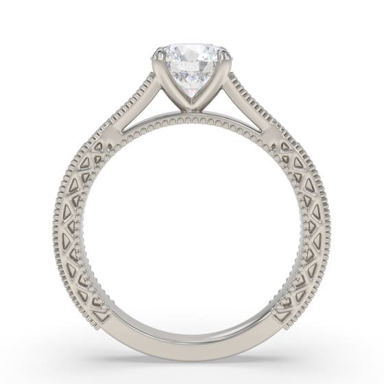 Unique Single Round Diamond Vintage Filgree Style Ring