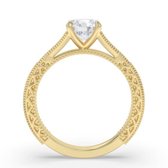 Unique Single Round Diamond Vintage Filgree Style Ring