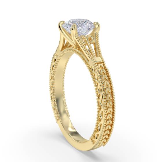 Unique Single Round Diamond Vintage Filgree Style Ring