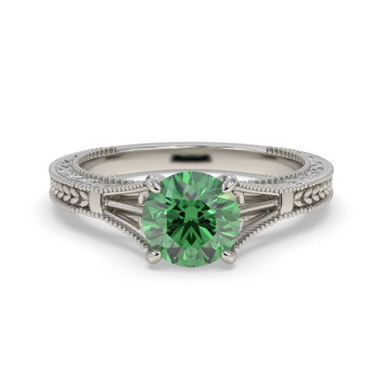 Vintage Emerald Diamond Solitaire Ring
