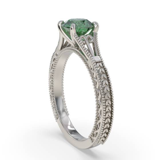 Vintage Emerald Diamond Solitaire Ring