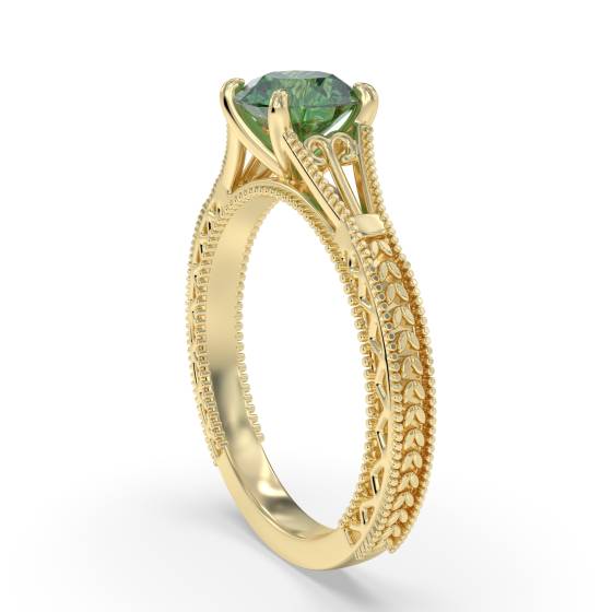 Vintage Emerald Diamond Solitaire Ring
