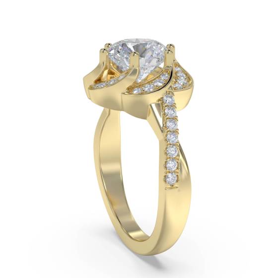 Floral Halo Round Diamond Infinity Ring