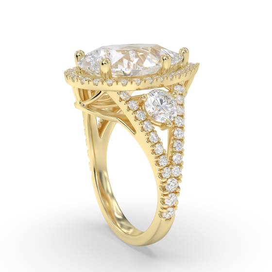 Pear Diamond Split Shoulder Set Ring